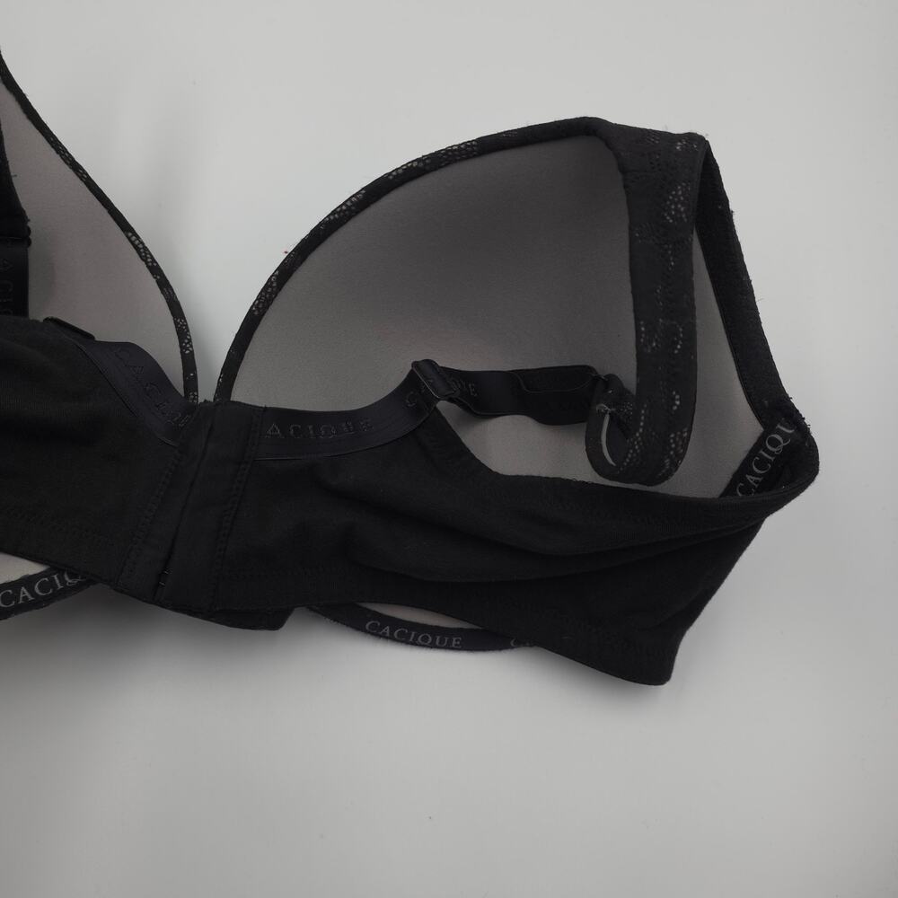 Cacique Lane Bryant Black Lace Underwire Boost Plunge Push Up Bra Black 40DDD - Picture 5 of 8